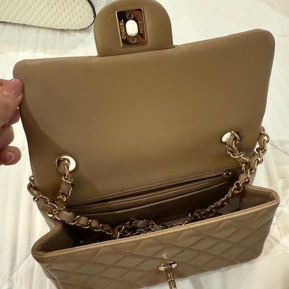 Chanel Beige Quilted Leather Bag